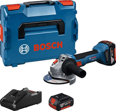 Bosch blauw gws 18v-8 accu haakse slijper | inclusief 2x gba 18v 4,0 ah gal 18v-40 lader - 06019n9002