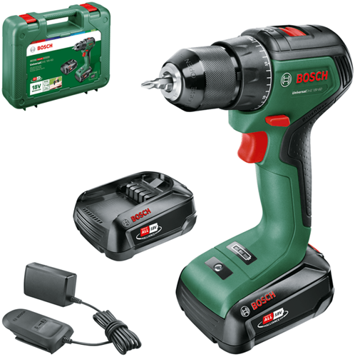 Load image into Gallery viewer, Bosch groen bosch universaldrill 18v-60 accuschroefboormachine - met 2x 18 v li-ion accu (2,0 ah) en lader
