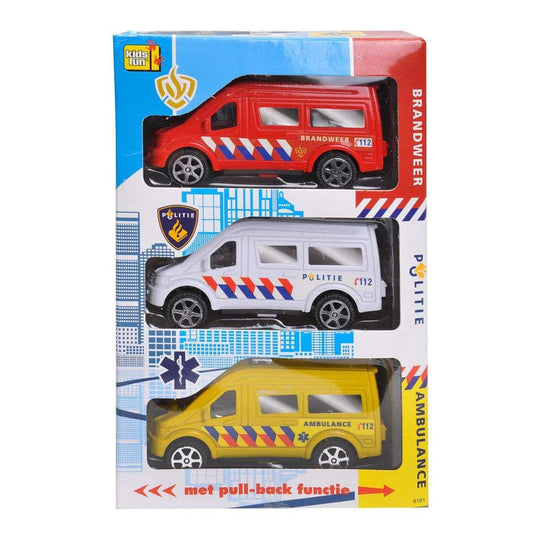 Jonotoys kids fun emergency auto's van kunststof, politie ambulance en brandweer