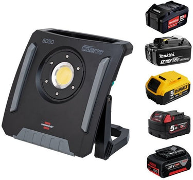 Brennenstuhl multi batterij led hybride bouwlamp 6050 mh (60w, 6200lm, ip65, werklamp compatibel met 18v batterijen van 5 verschillende fabrikanten, 5m rn kabel, zonder accu, engineered in germany)