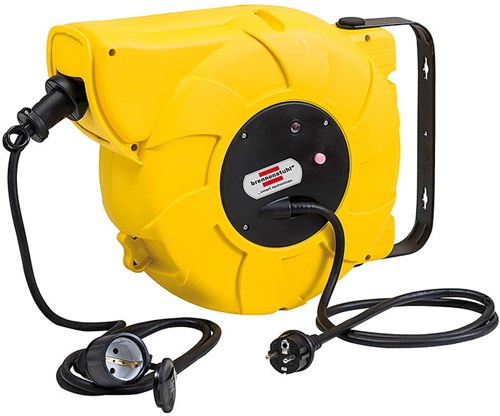 Brennenstuhl kabelhaspel automatic ip44 automatische kabelhaspel voor buiten (9+2m kabel, voor wand- en plafondmontage, ip44) geel
