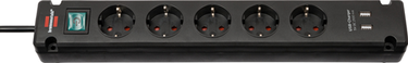 Brennenstuhl bremounta stekkerdoos 5-voudig stekkerdoos (zwart, 2x usb)