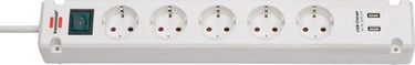 Brennenstuhl bremounta-stekkerstrip 5-voudig met 2 usb-laadbussen (connector usb met schakelaar en 3 m kabel) - 1150660325