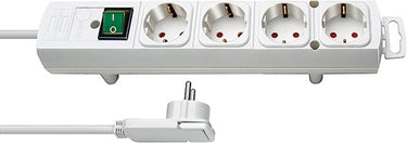 Brennenstuhl comfort-line plus stekkerdoos 4-voudig (met platte stekker, schakelaar, 2 m kabel, en extra brede afstanden van de stopcontacten) kleur: wit