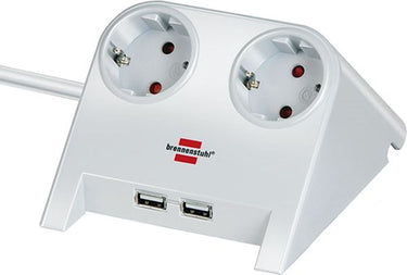 Brennenstuhl desktop-power usb-charger 2 usb-laadaansluiting 2100ma 2-voudig wit gepolijst 1,8m h05vv-f 3g1,5 - 1153520222