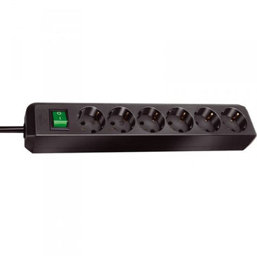 Brennenstuhl eco-line met schakelaar 6-voudig zwart 3 m h05vv-f 3g1,5