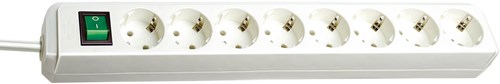 Brennenstuhl eco-line stekkerdoos met schakelaar 8-voudig wit 3m h05vv-f 3g1,5 - 1159320018