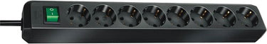 Brennenstuhl eco-line stekkerdoos met schakelaar 8-voudig zwart 3m h05vv-f 3g1,5 - 1159300018