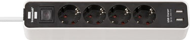 Brennenstuhl ecolor stekkerdoos 4-voudig met 2 usb-laadbussen (stekkerdoos usb met schakelaar en 1,5 m kabel) - 1153240026