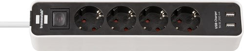 Brennenstuhl ecolor stekkerdoos 4-voudig met 2 usb-laadbussen (stekkerdoos usb met schakelaar en 1,5 m kabel) - 1153240026