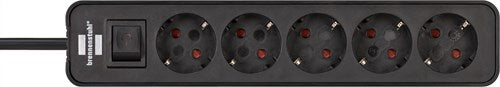 Brennenstuhl ecolor stekkerdoos 5-voudig zwart 1,5m h05vv-f 3g1,5 - 1153250000