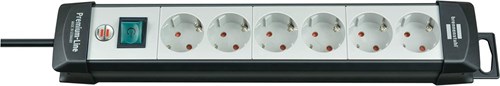Brennenstuhl premium-line stekkerdoos 6-voudig zwart lichtgrijs 5m h05vv-f 3g1,5