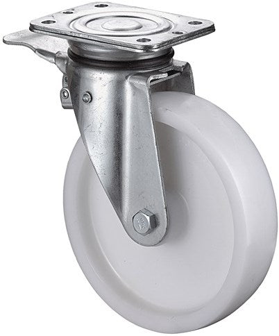 Bs rollen zwenkwiel voor zware lasten | wiel d. 125 mm draagvermogen 600 kg | met rem kunststof | 138x110 mm | 1 stuk - n120.b10.127 n120.b10.127