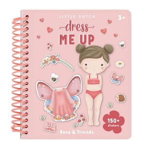 Little dutch sticker- en aankleedboek dress me up rosa friends - bambolino toys cadeau tip