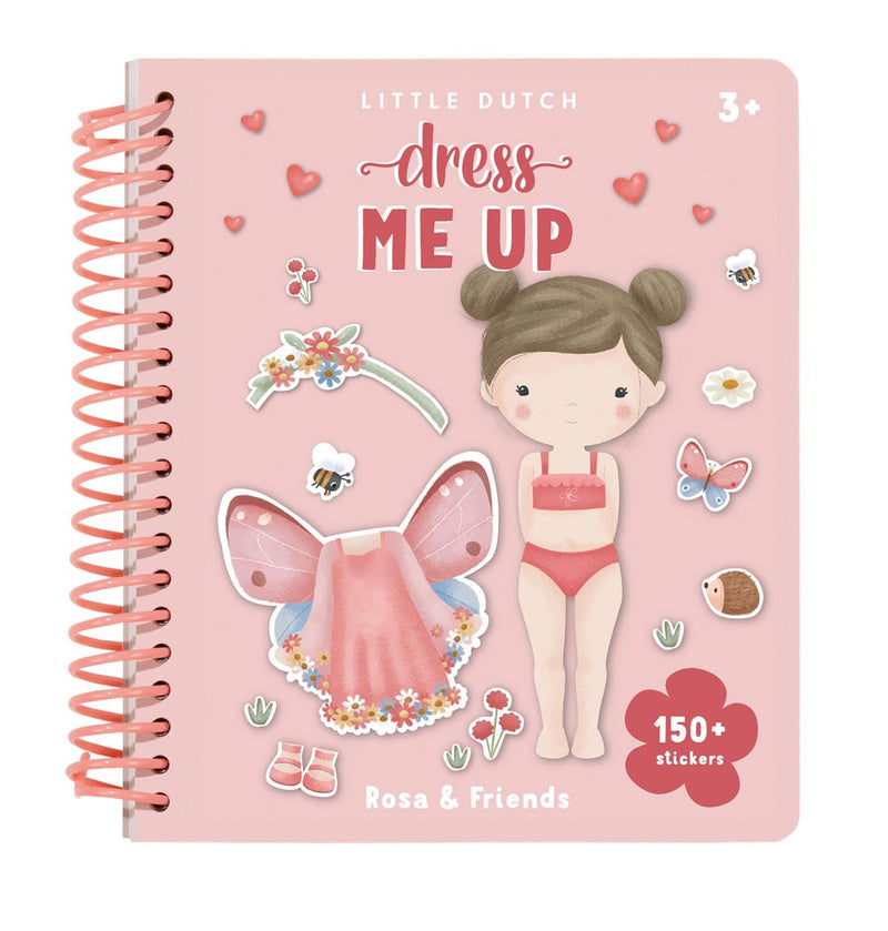 Load image into Gallery viewer, Little dutch sticker- en aankleedboek dress me up rosa friends - bambolino toys cadeau tip
