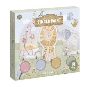 Little dutch vingerverf set - safari - 4 kleuren vingerverf - knutselen - speelgoed kinderen - voor meisjes en jongens - vanaf 2 jaar