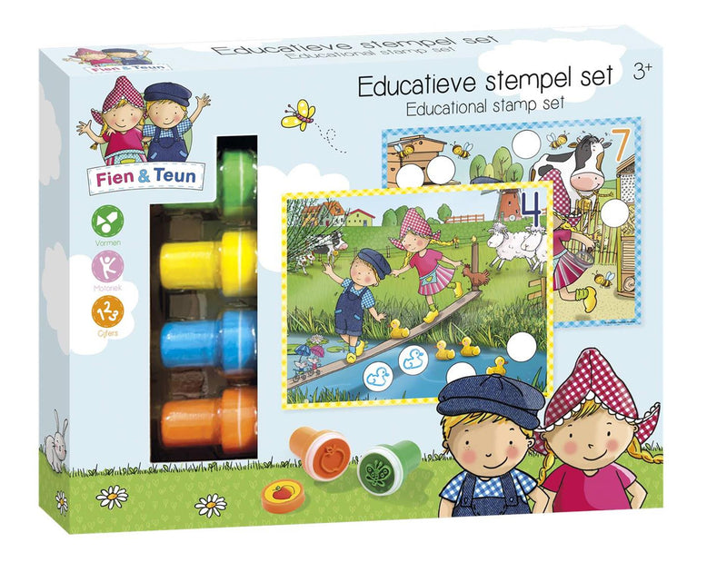 Load image into Gallery viewer, Fien teun creatieve stempelset, stempels en gekleurde kaarten - creatief, educatief speelgoed - boerderij speelgoed - vanaf 3 jaar - bambolino toys
