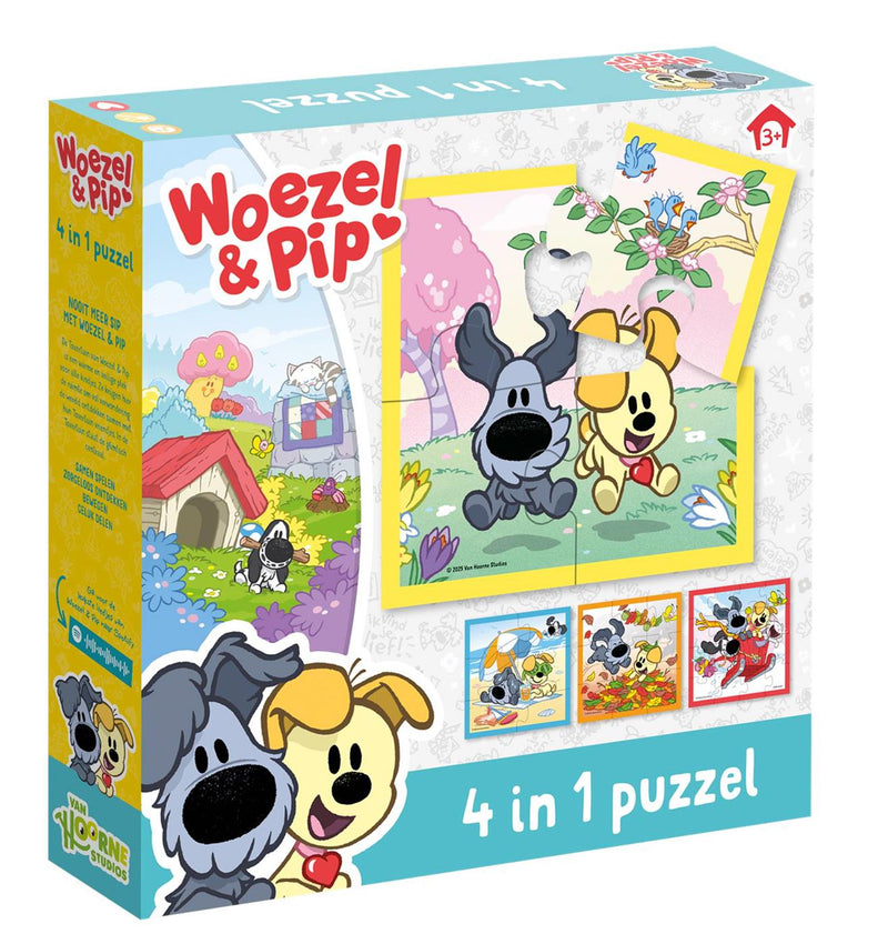 Load image into Gallery viewer, Woezel pip puzzel 4 in 1 educatief peuter speelgoed - kinderpuzzel 4x6x9x16 stukjes leren puzzelen - cadeautip puzzel 3 jaar en ouder - bambolino toys

