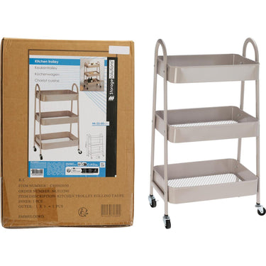 Storage solutions keukentrolley 3 lagen taupe 32x9x45cm