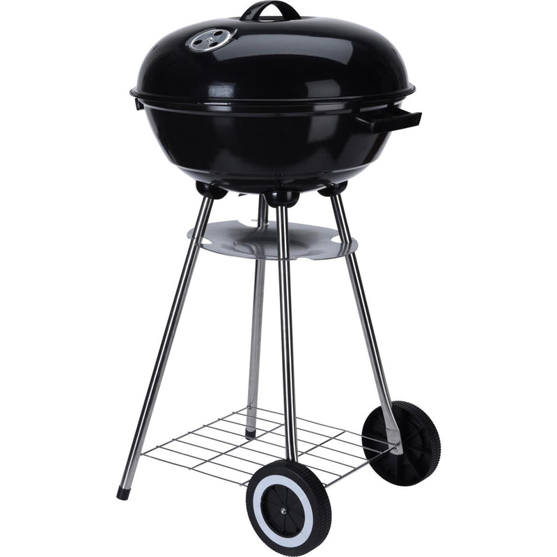 Load image into Gallery viewer, Bbq kogelgrill houtskoolbarbecue op wielen 46 cm zwart
