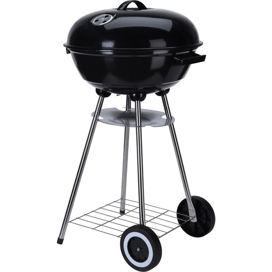 Bbq kogelgrill houtskoolbarbecue op wielen 46 cm zwart