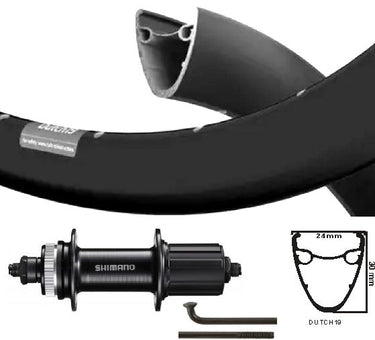 Kgs achterwiel 28 inch (622) ryde dutch velg + spaak zwart cass centerl 8-10 sp