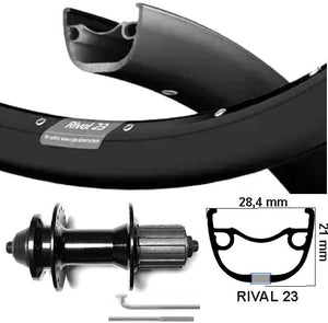 Kgs achterwiel 28 inch (622) rival 23 zwart cassette 8-10 sp disc 6 bout