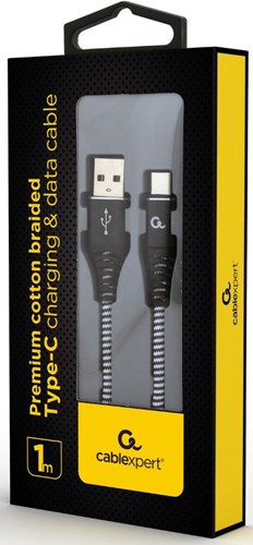 Afbeelding laden in galerijviewer, Enzo cablexpert usb-c laadkabel | 1m | omvlochten | zwart-wit - 9530140
