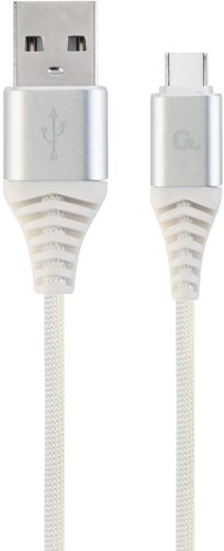 Afbeelding laden in galerijviewer, Enzo cablexpert usb-c laadkabel 2m omvlochten zilver - wit - 9530146
