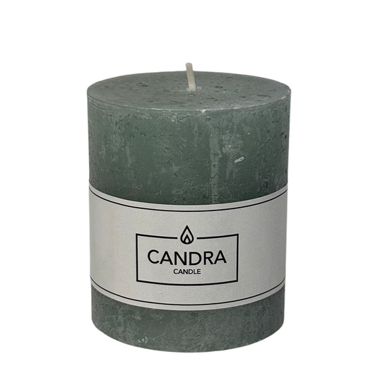 Candra rustieke stompkaars groen 80 68mm