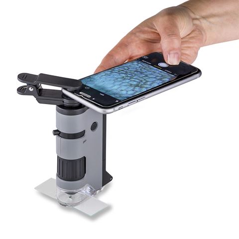 Carson handmicroscoop mp-250 microflip 100-200x met smartphone adapter