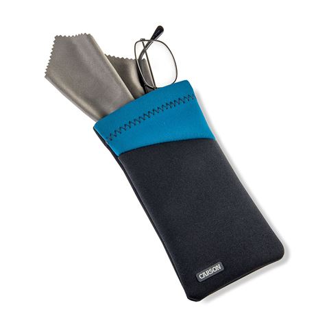 Carson neoprene brillenhoesje met microvezeldoekje - grijs blauw