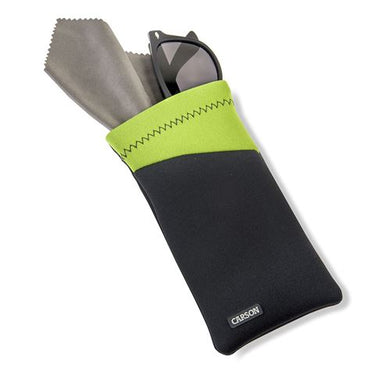Carson neoprene brillenhoesje met microvezeldoekje - grijs groen