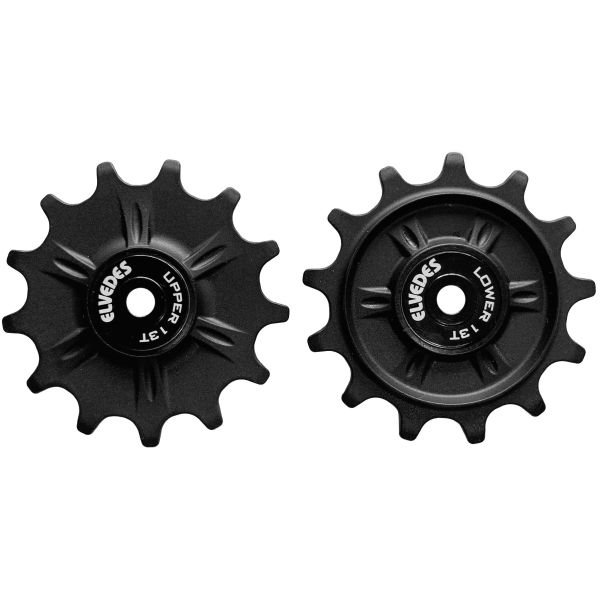 Load image into Gallery viewer, Elvedes set derailleurwieltjes 2x13T 12V afgedicht zwart
