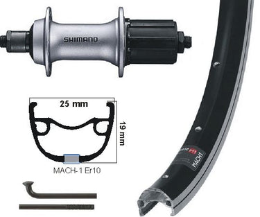 Kgs achterwiel 28 inch (622) mach1 er10 zw zilver cassette 8 9 sp uitval