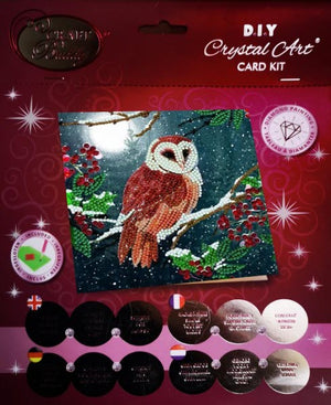 Jonotoys diamond painting - kerstkaart met kerkuil bij maanlicht