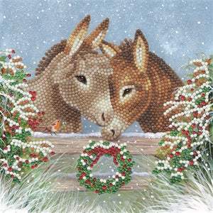 Brandunit diamond painting - kerstkaart van verliefde ezels