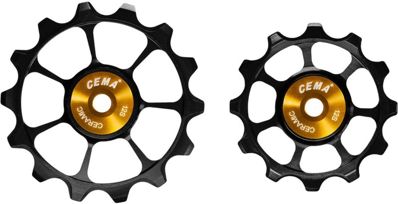 Load image into Gallery viewer, CEMA Derailleurwieltjes ALU SRAM EAGLE 12V-RVS-zwart
