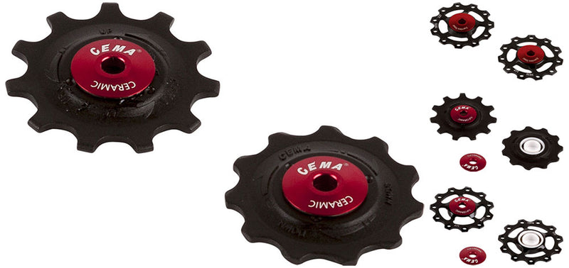 Load image into Gallery viewer, CEMA Derailleurwieltjes PVC 9 10 11V Full Ceramic zwart
