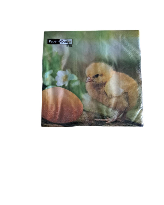 Duni servetten chicken with egg 33x33cm
