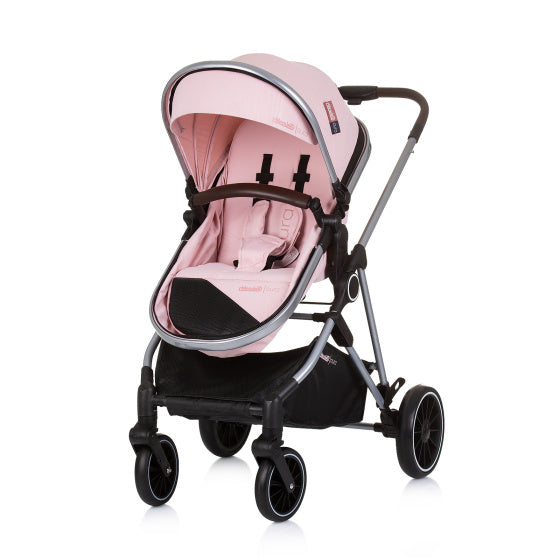 Load image into Gallery viewer, Chipolino aura opvouwbare 3-in-1 kinderwagen met luiertas roze
