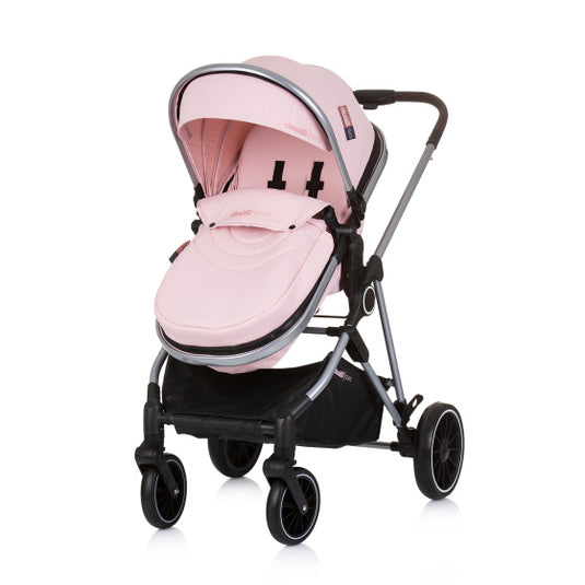 Chipolino aura opvouwbare 3-in-1 kinderwagen met luiertas roze