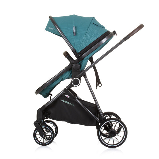 Load image into Gallery viewer, Chipolino aura opvouwbare 3-in-1 kinderwagen met luiertas teal petrolblauw zwart
