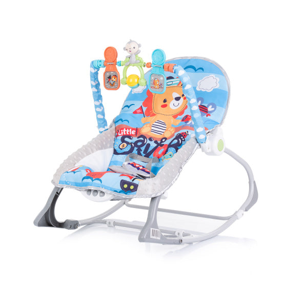 Load image into Gallery viewer, Chipolino baby spa wipstoel met muziek en kalmerende trillingen blauw grijs
