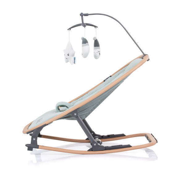 Load image into Gallery viewer, Chipolino velvet opvouwbare wipstoel met mobiel aloe wood mintgroen beige
