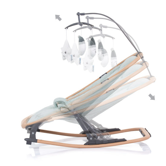 Load image into Gallery viewer, Chipolino velvet opvouwbare wipstoel met mobiel aloe wood mintgroen beige
