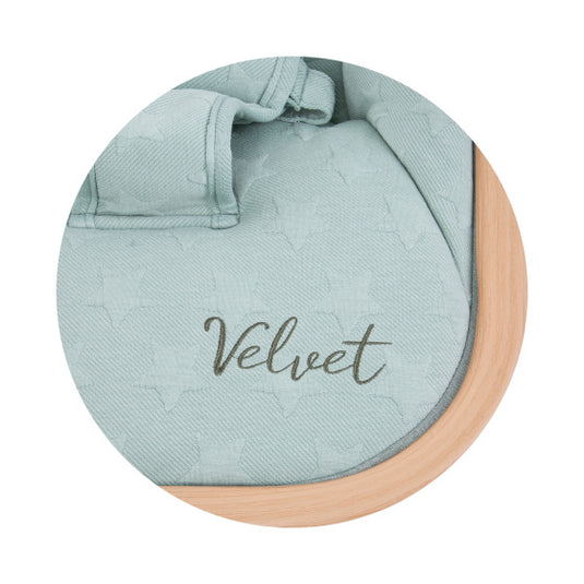 Chipolino velvet opvouwbare wipstoel met mobiel aloe wood mintgroen beige