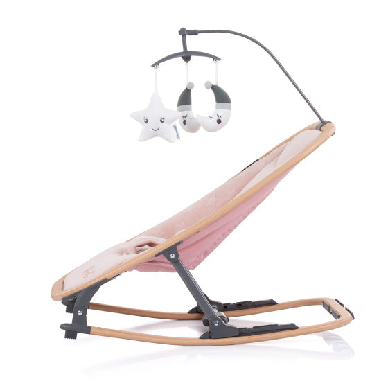 Load image into Gallery viewer, Chipolino velvet opvouwbare wipstoel met mobiel rose water wood roze
