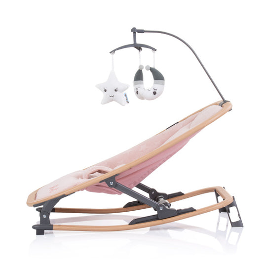 Chipolino velvet opvouwbare wipstoel met mobiel rose water wood roze
