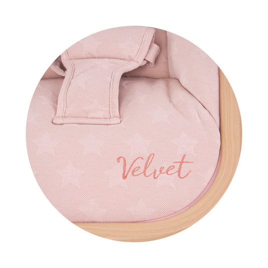 Chipolino velvet opvouwbare wipstoel met mobiel rose water wood roze